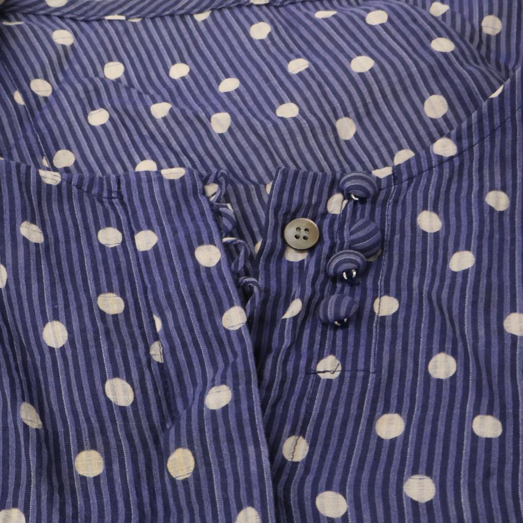 Haat HA53FT562 Blue X White Dot Long Sleeve Dress Dress 3 Blue Beige DotsUsed