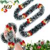 Red Bow Xmas Ornament Christmas Tinsel Garland with Bows, 78.7 Inch Metallic Twisted Hanging Durable Faux Plant for Fireplace, Mantel, Staircase,