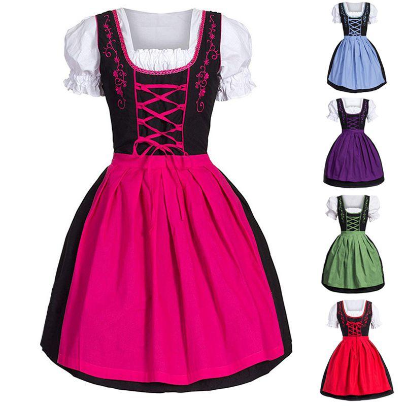 Charming German Dress Bavarian Dirndl Costume With Elegant Apron Decoration
