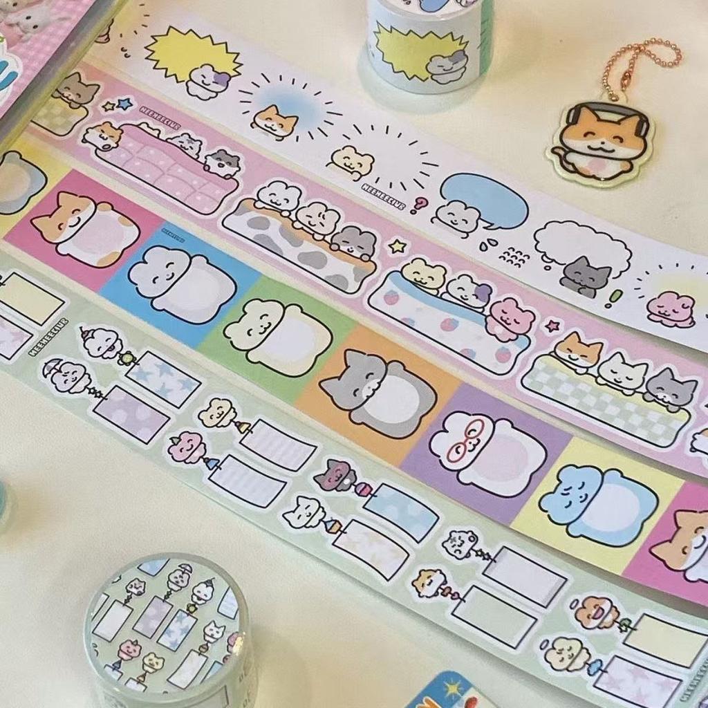 4PC Mix Korean Cute Animal Sticker Roll Girl Heart Dialog Tape Hand Ledger Diy Decoration Material Sticker Student Cute Gift