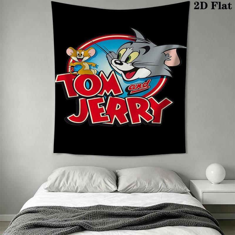 Tom and Jerry A Wall Hanging Printed Fabric Blanket Decorative Tapestries for Bedroom Living Room Home Decor