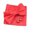 Einfarbiges Herren-Fliege-Taschentuch-Manschettenknopf-Set aus Polyester, Schmetterling, Hochzeit, Party, Abendessen, Zubehör