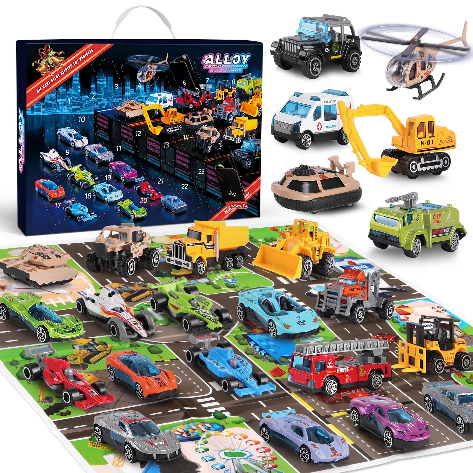 

Play Vehicle Toy Advent Christmas Countdown Advent Toy Surprise 24 Days of Fun 24-Piece Calendar, Kids Calendar, Boys Box,
