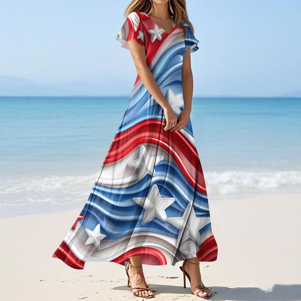 Rochii cu mâneci scurte cu decolteu în V pentru femei