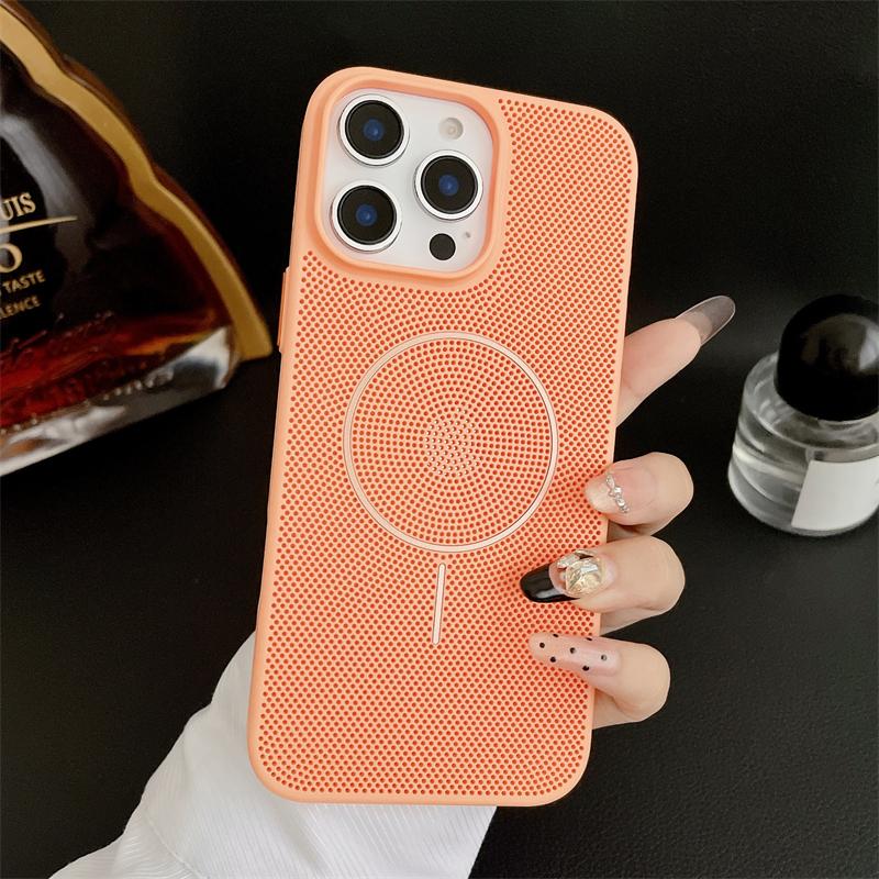 Magnetic Heat Dissipation Mesh For Magsafe Case For iPhone 16 14 15 Plus 13 12 11 Pro Max Cooling Breathable Hard PC Thin Cover