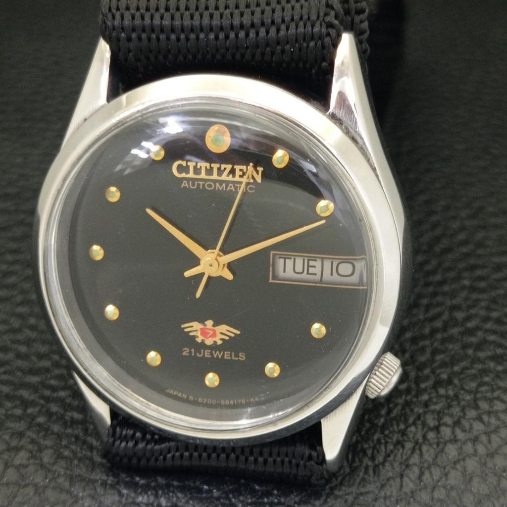 JAPAN VINTAGE CITIZEN AUTOMATIC 8200 MENS ORIGINAL DIAL WATCH A702158-5 R208-a702158