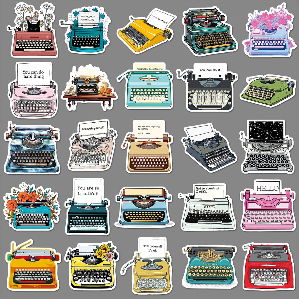 50 Retro Typewriter Graffiti Stickers Personalized Creative Trends DIY Water Cup Luggage Decorative Stickers
