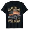 Easily Distracted by Old Cars Classic Car Guy Tshirts Men Fashion Print Loose Oversized Streetwear Hip Hop Unisex T Shirt