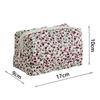 Portable Quilted Cotton Makeup Bag Flower Printed Large Capacity Travel Toiletry Bag Cosmetic Organizer for Women