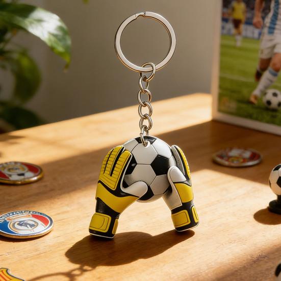 Schlüsselanhänger Anhänger, Fußball Torwart Handschuhe Ball Design Schlüsselanhänger, Schlüsselhalter Realistisches Sport Zubehör für Fans Rucksack