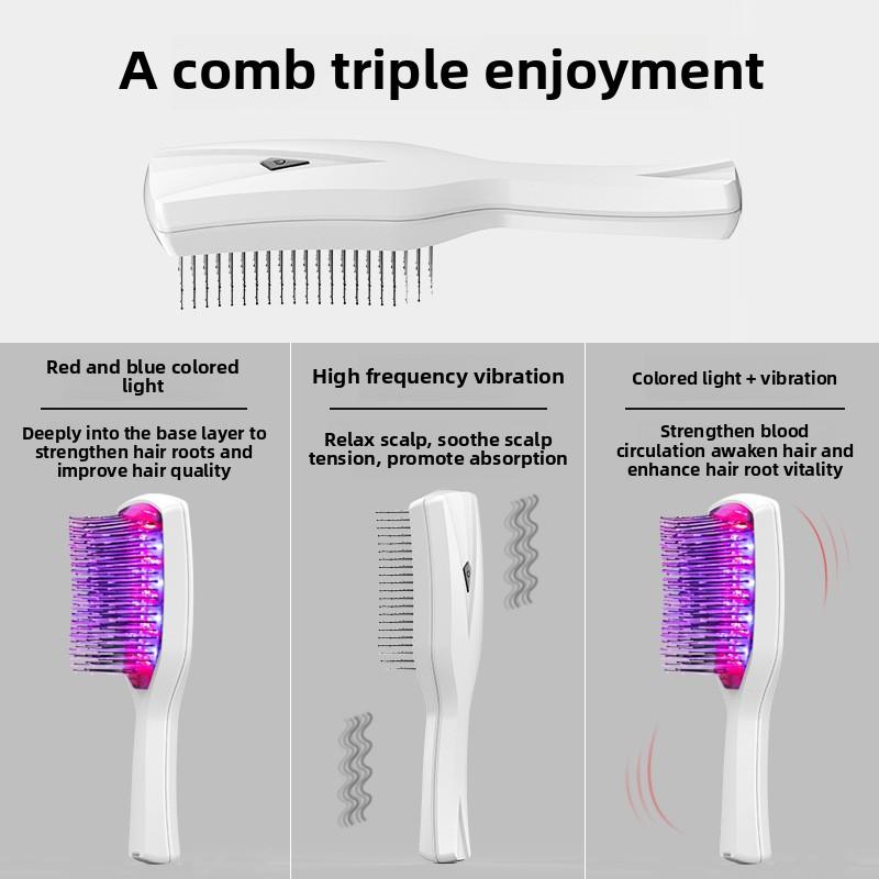 Red Vibration Light Oil Control Light Therapy Scalp MassagingTool Hair Growth Electric Massage Comb Electric Hair Comb