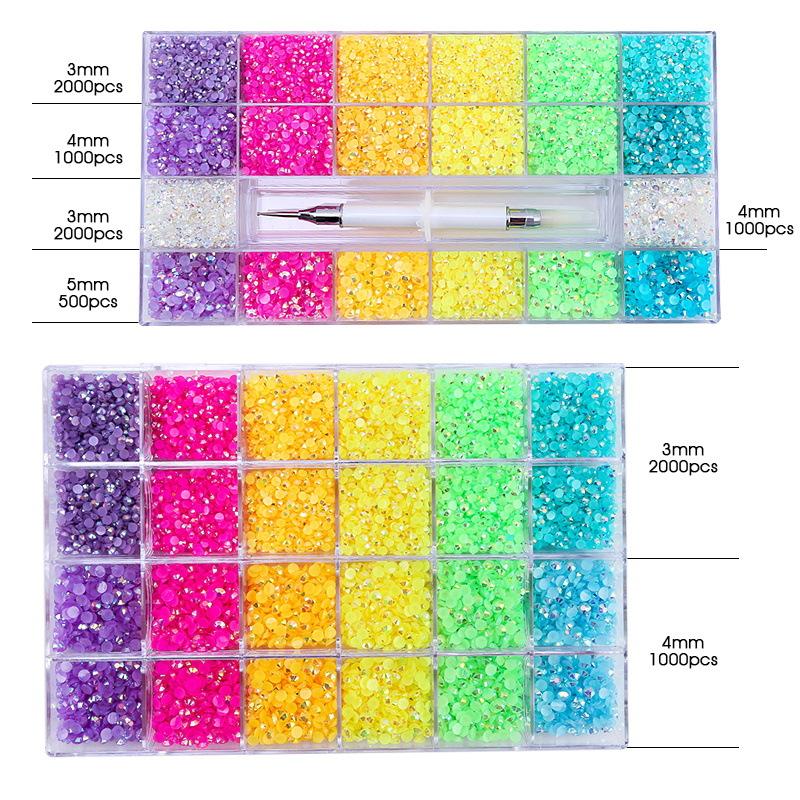 Resin Diamond Jelly Color Flat Bottom Diamond Nail Drill Diy Decorative Sticker Diamond Clothing Accessories Accessories