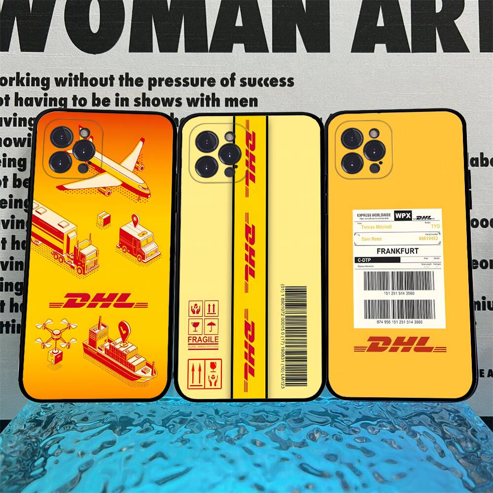D-DHL-L logo Phone Case For IPhone 17 16 15 14 13 12 11 Pro Max Plus mini Silicone Black Cover