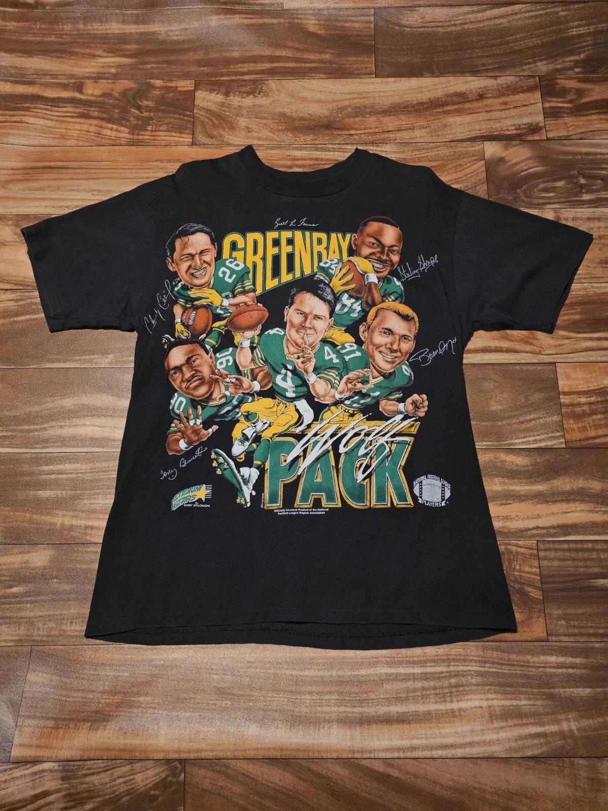 Vintage Rare Green Bay Packers 1990s NFL Sports Caricature T Shirt Size Large M