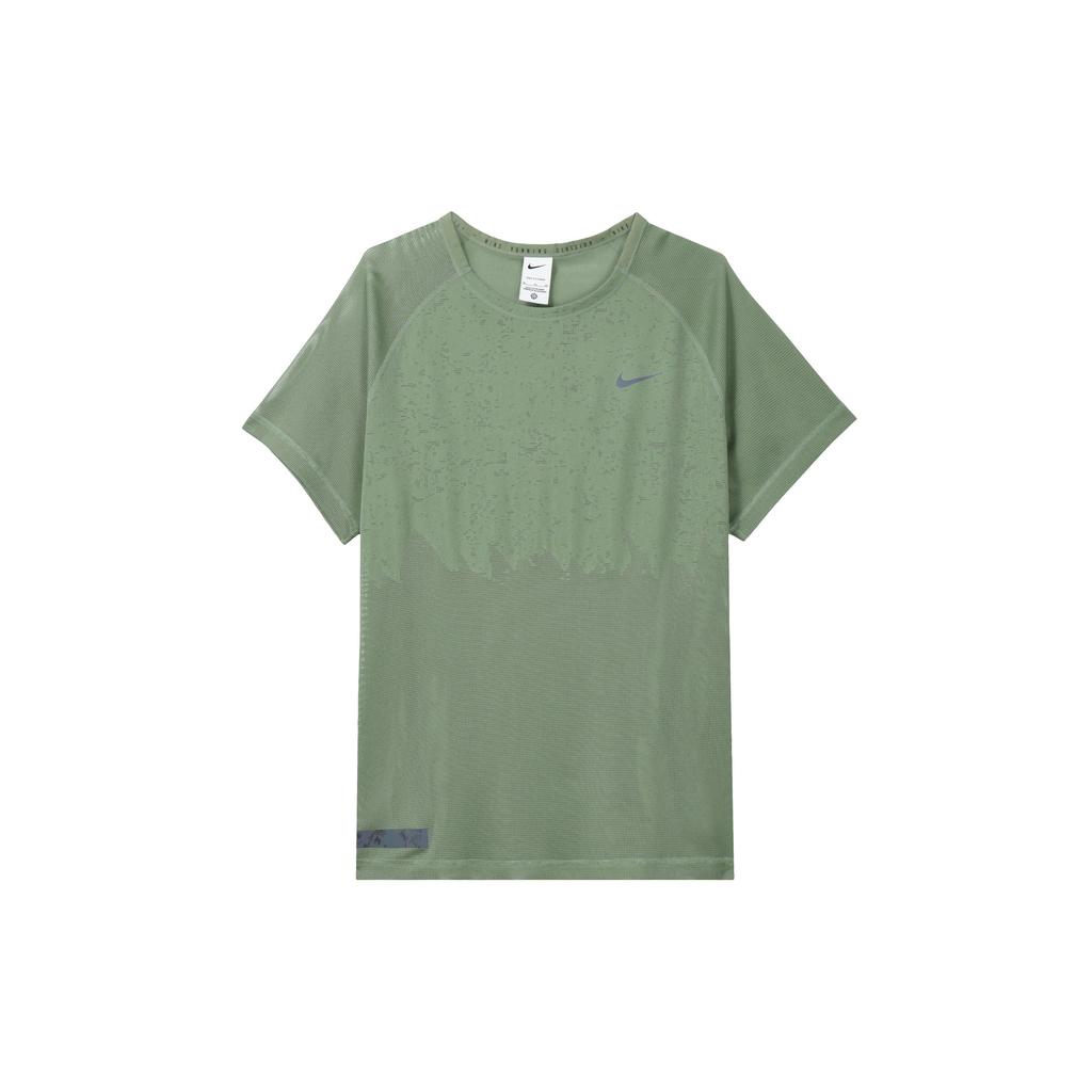 Nike Dri-Fit Adv Reflective Stripe Lightweight Running Short-Sleeve Crew Neck T-Shirt Men Tops Oil-Green DX0854-386