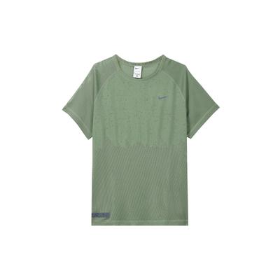 Camiseta de Manga Curta e Gola Redonda Dri-Fit Adv com Faixa Refletiva para Corrida Leve Masculina Tops Verde-Petróleo DX0854-386