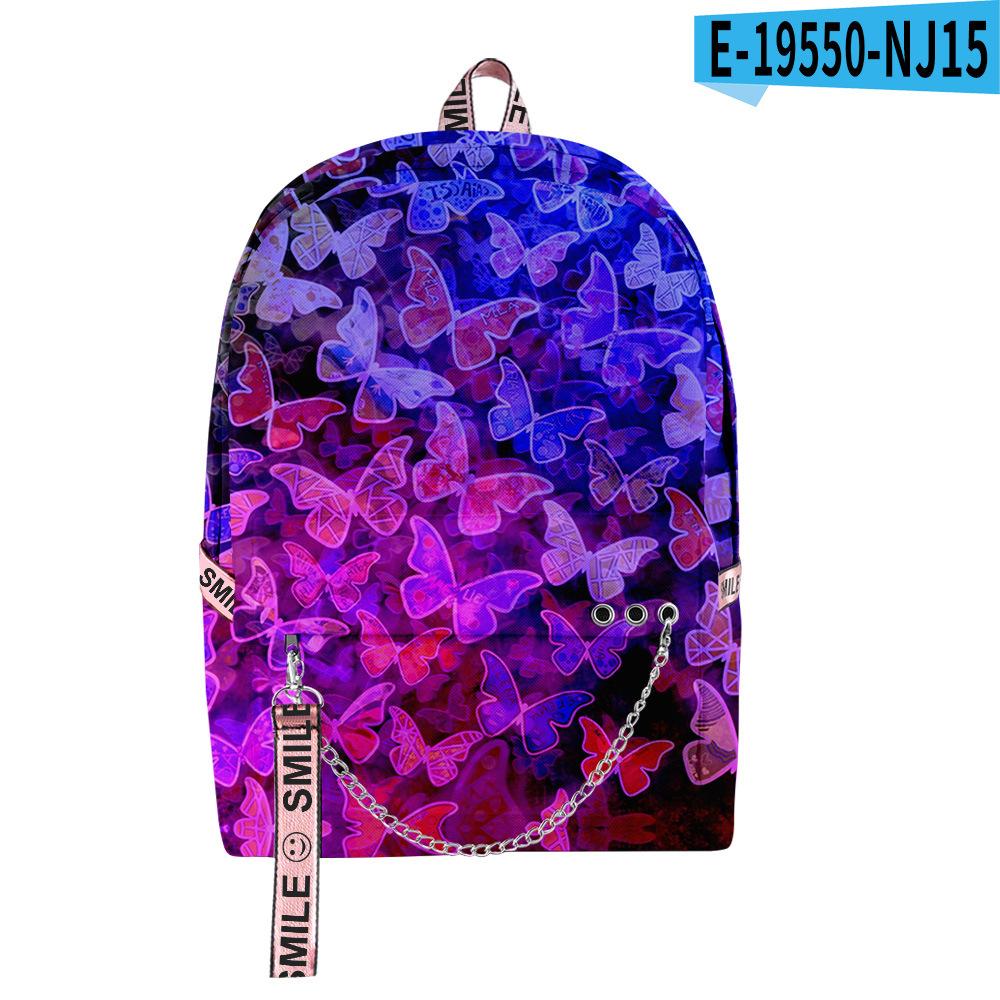 Cartoon Youthful School Bags Unisex Funny Butterfly Travel Bags 3D Print Oxford Waterproof Notebook Shoulder Backpacks