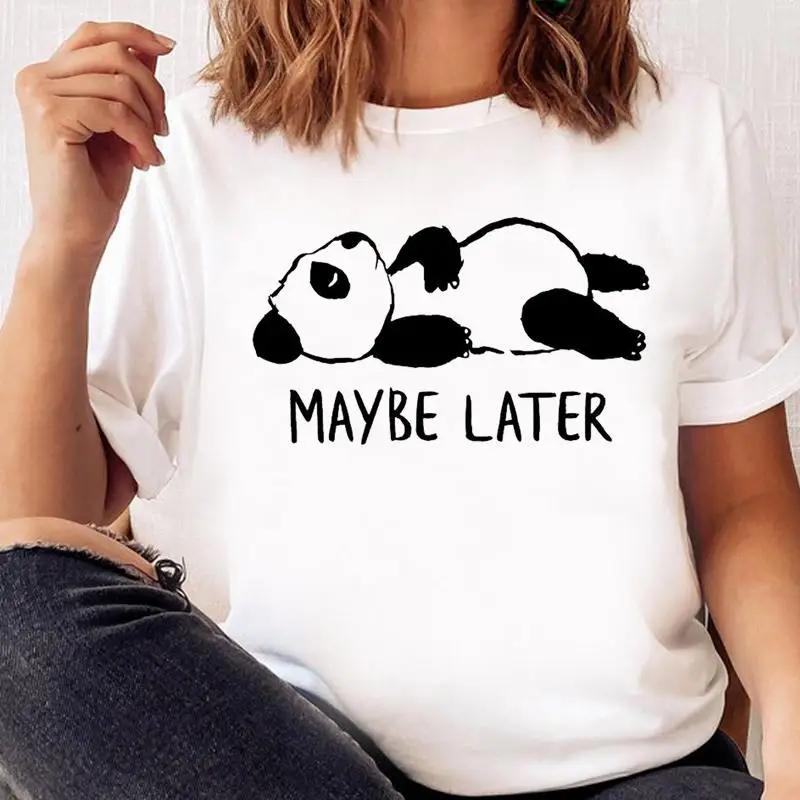 Women Print T Shirt Panda New Love Trend Graphic Tshirt Tee FeUnisex Cartoon Fall Autumn Top Ladies Fashion Clothing