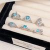 New Niche Light Luxury High-End Color Treasure Sea Blue Zir*****Pen Ring Simple Fashion Jewelry Women