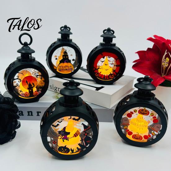 LED Decorative Flame Light Halloween Retro Pumpkin Lantern, Electronic Candle Light, Vintage Festive Lighting Handheld Lamp for Bar Haunted