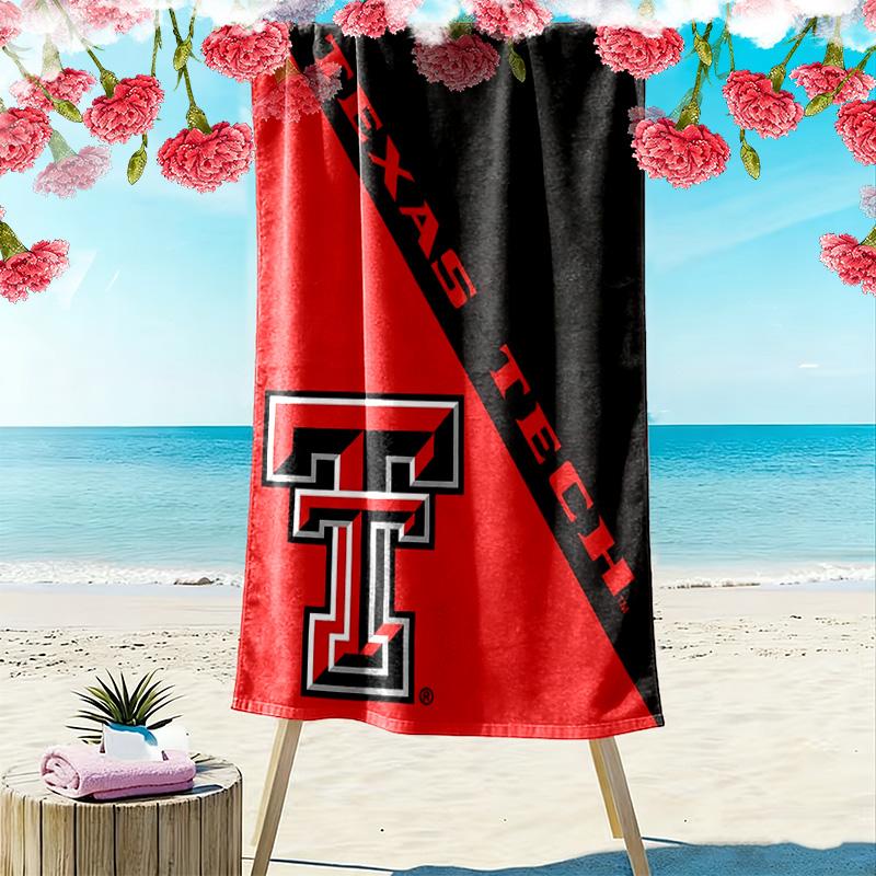Texas Tech Red Raiders Print Beach Towel, Large Soft Quick Dry Towel for Beach Camping Swimming