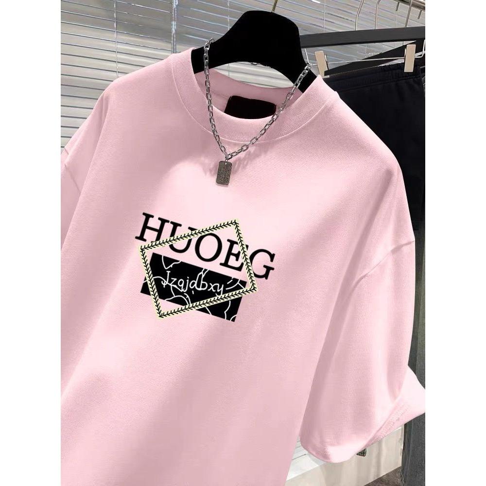 Women s Clothing European Style Short Sleeve T-shirt Summer Casual Loose O-neck Printing Top Tee Lady Basic Pullover M