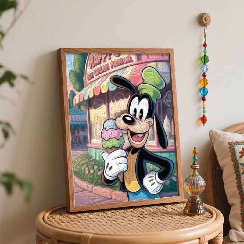 Disney Goofy Ice Cream Oil Paint by Numbers Painting Kit Handmade Diy Home Decoration Gift