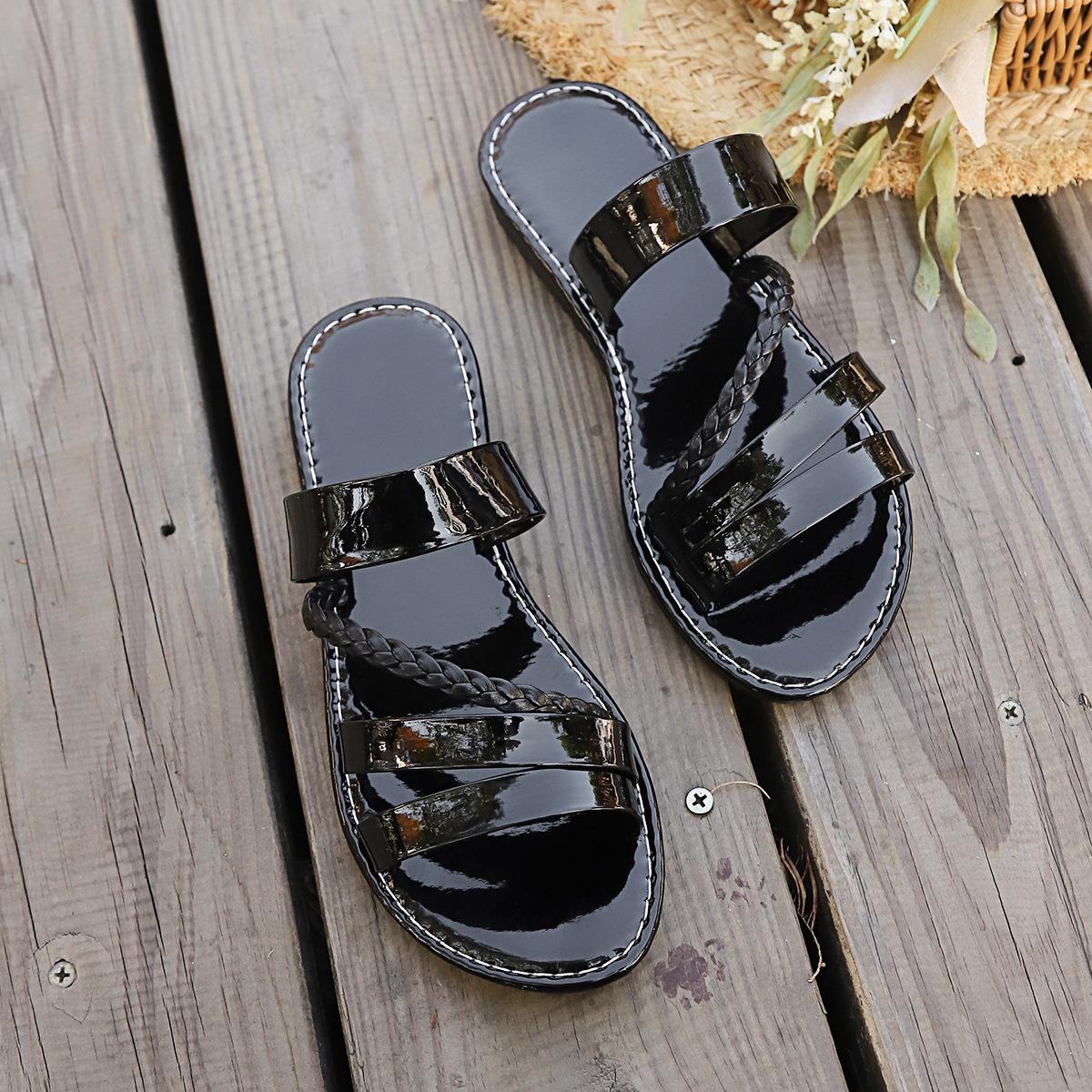 

Black White Plus Size Shoes for Women 36-43 Summer Fashion Slippers Slip on Platform Wedge Comfortable Non-slip Flats Sandals 43 чорний