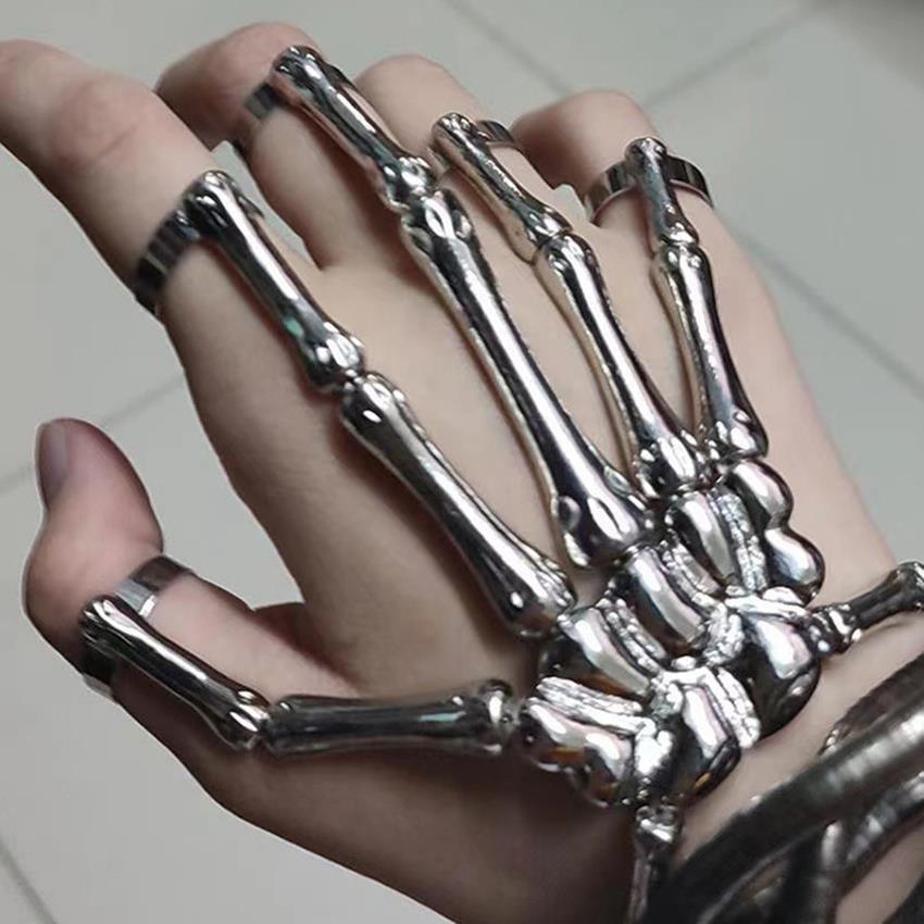 Retro Punk Gothic Skeleton Hand Bracelet for Halloween