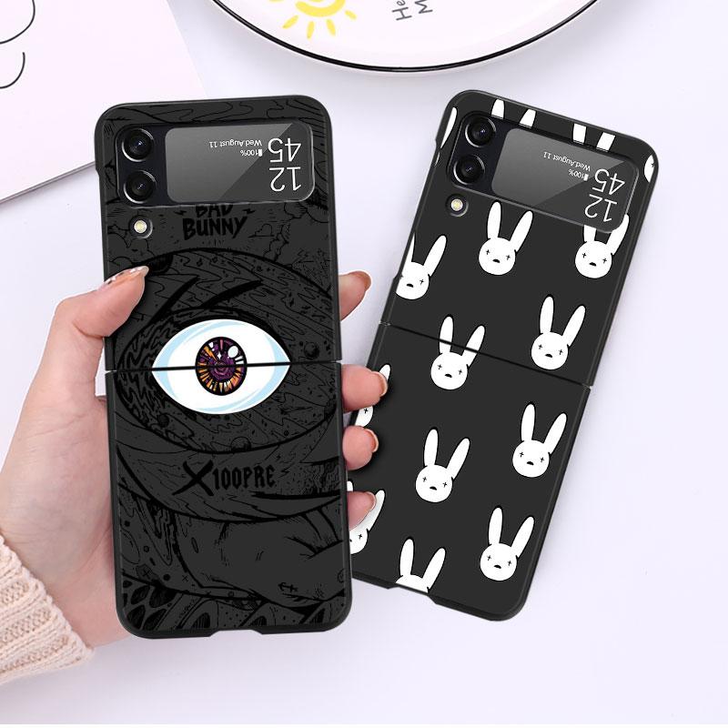 Custodia Bad Bunny X100pre Per Samsung Galaxy Z Flip 3 4 5G Nera Rigida PC Alloggiamento Telefono Z flip4 Lusso Coque Guscio