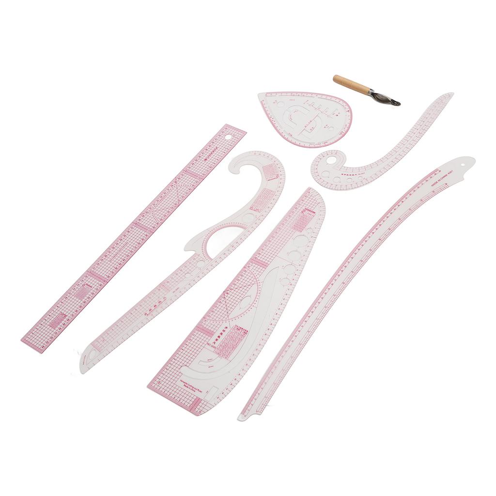 7 Stück Französische Kurvenlineale Transparentes PVC CM MM Hohe Genauigkeit Langlebiges Nählineal-Set für DIY
