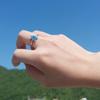 Korean Trend Blue Cat Opening Ring For Women Exquisite Crystal Zircon Adjustable Ring Accessories Cute Girl Jewelry Gift