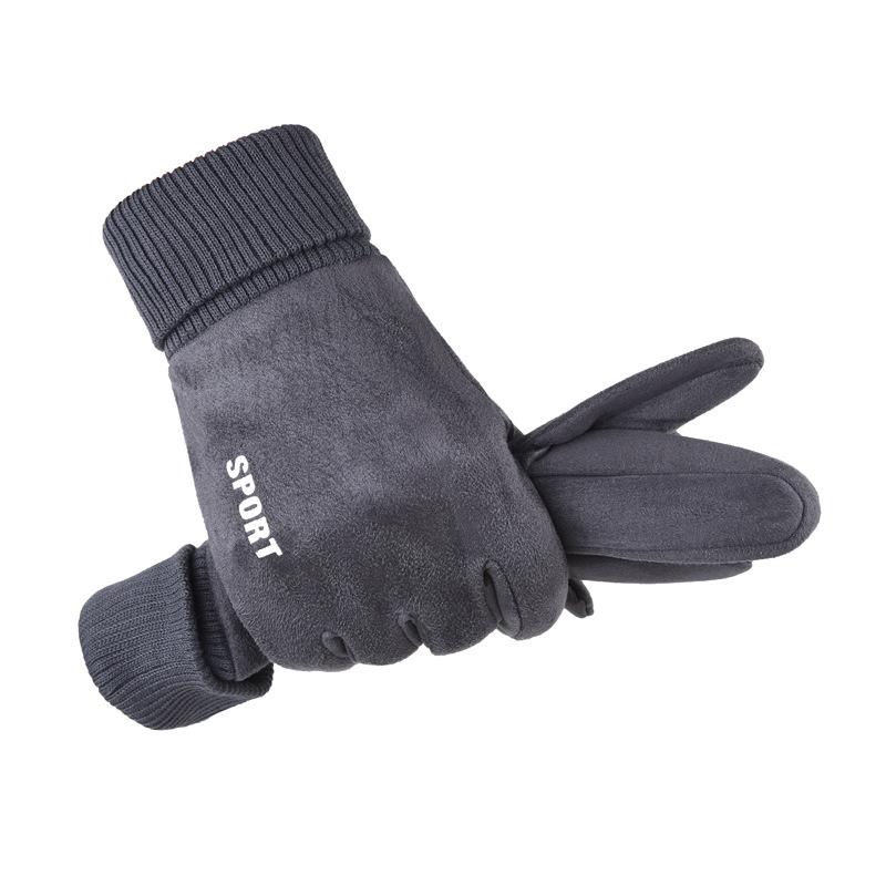 

Мужские замшевые перчатки с сенсорным экраном: Толстый, теплый, нескользящий дизайн с полными пальцами для езды на велосипеде, вождения и использования на открытом воздухе. One Size