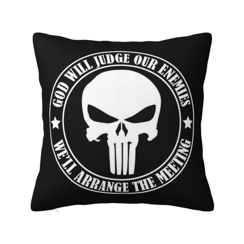 Custom Marvel Super Hero Punisher Skull Cushion Cover 40x40cm Comics Film Velvet Cute Throw Pillow Case for Sofa