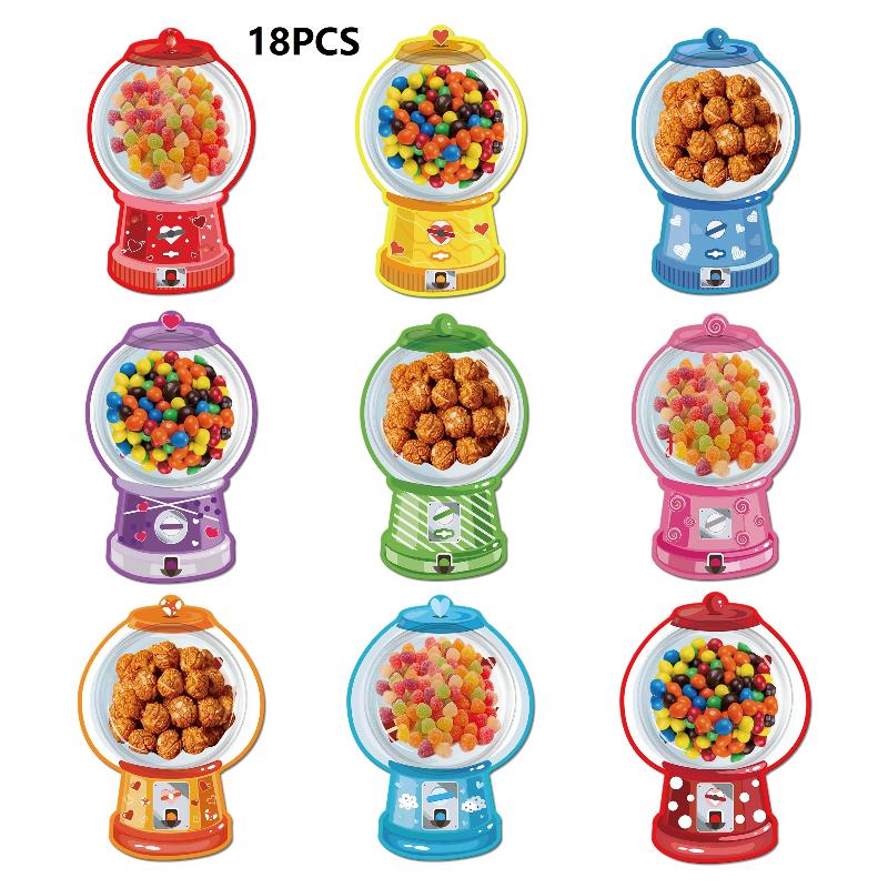 

18/36Pcs DIY Valentines Candy Cards Bubble Gum Machine Designs Valentines Day Exchange Cards Kids Classroom Exchange Gifts