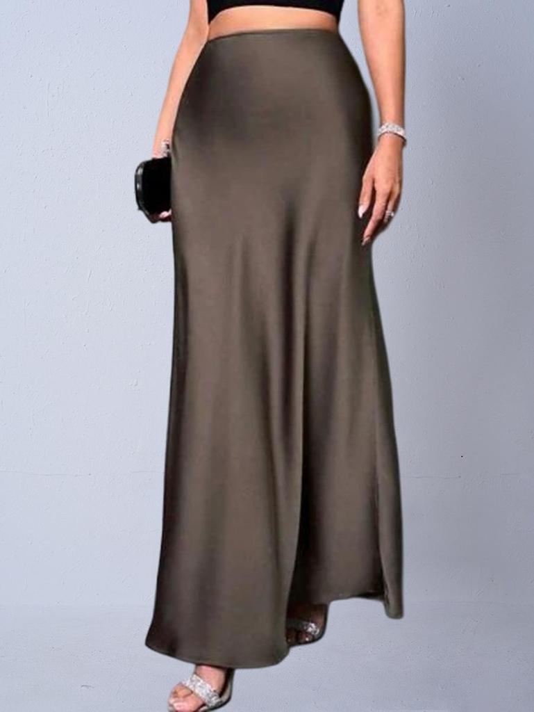 European & American Women's Imitation Silk Long Skirt, 2025 Spring/Autumn Collection