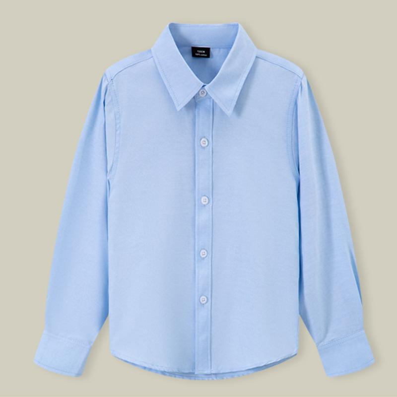 Boy White Shirt Children Blue Students School Uniform Performance Clothes Long Sleeve Girls White Tshirt