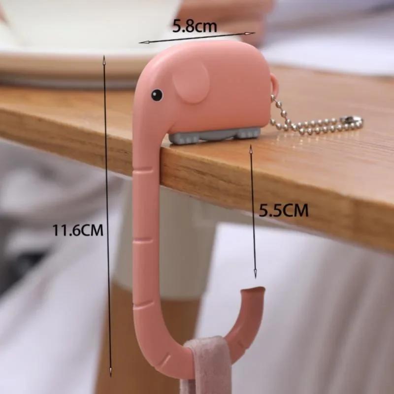 Portable Bag Hook Hanger Cute Elephant Table Hook Purse Handbag Travel Bag Organizer Holder Office Decor Plastic Desk Side Hook