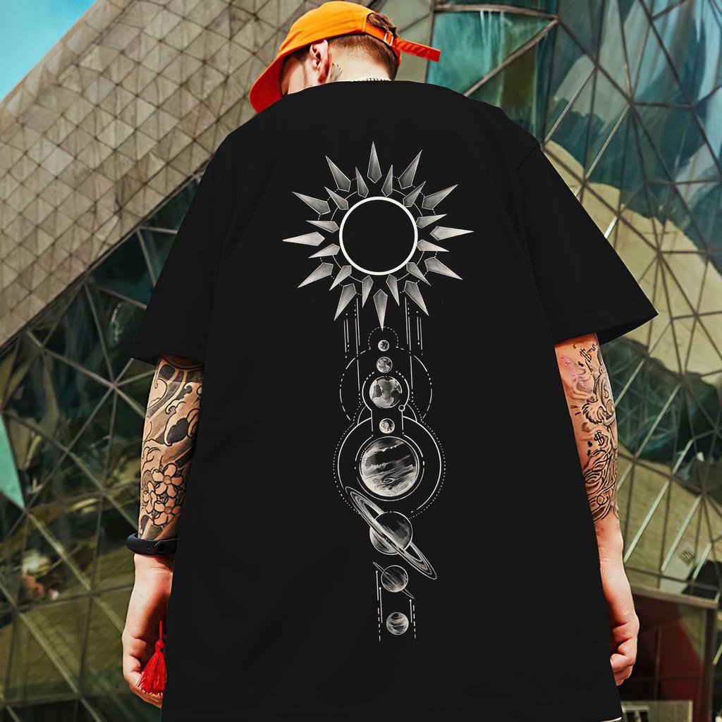 2025 New Summer Men's T-Shirt 3d Compass Printed Short Sleeve Tees Simple Fashion Male Clothing Loose Oversized T-Shirt For Men