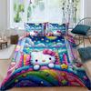 This Hello Kitty three-piece bedding set with a cartoon heart print, including one duvet cover and two pillowcases, makes a perf