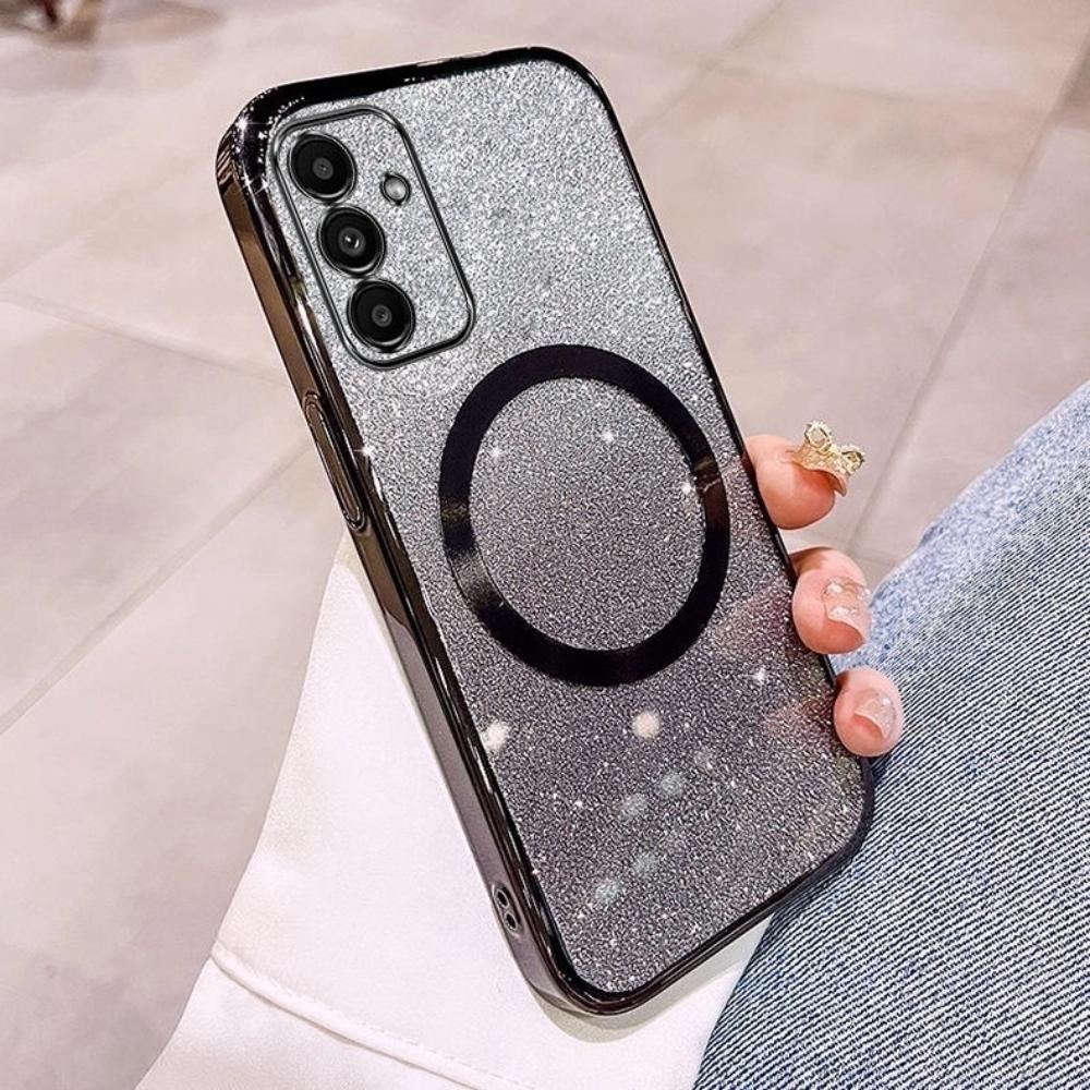 Магнитный блестящий чехол с блестками для Xiaomi 17 Pro Max 15 Pro 14T 13T 12T, полнокорпусный противоударный чехол для телефона для Xiaomi Poco C85 C55 C65 Mi 17 чёрный