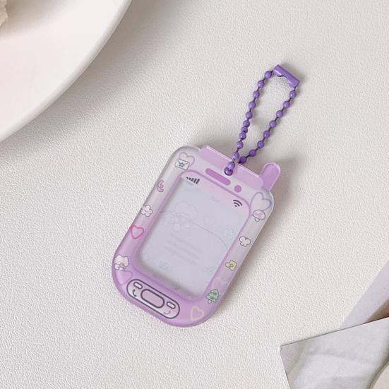 Acrylic Mini Card Holder Cute Cartoon Phone Badge for ID Photos Keychain Display Hard Protective Sleeve for School Office & Collectibles