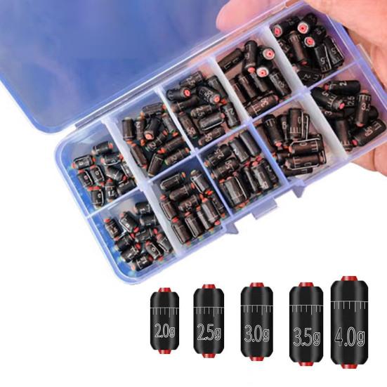 100 Pcs Fishing Weight Sinkers Down Corner Design Lightweight Good Concealment Unique with Plastic Box Reduce Fish Alertness
