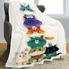 Flannel Throw Blanket - Cat Theme Digital Print, All Seasons Multipurpose Cozy Knitted Throw for Couch, Bed, Travel