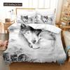 Boys Wolf Duvet Cover Set Queen Size, Boho Wolf Wildlife Animal Bedding Set Men Galaxy Dream Catcher Moon Polyester Quilt Cover