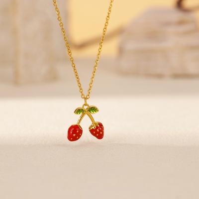 New Strawberry Pendant Jewelry Necklace Accessories Fashion Light Luxury Niche Women Summer High Sense Does Not Fade