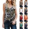 Summer Women's Casual Round Neck Sleeveless Tank Top Leopard Floral Print T-Shirt Top