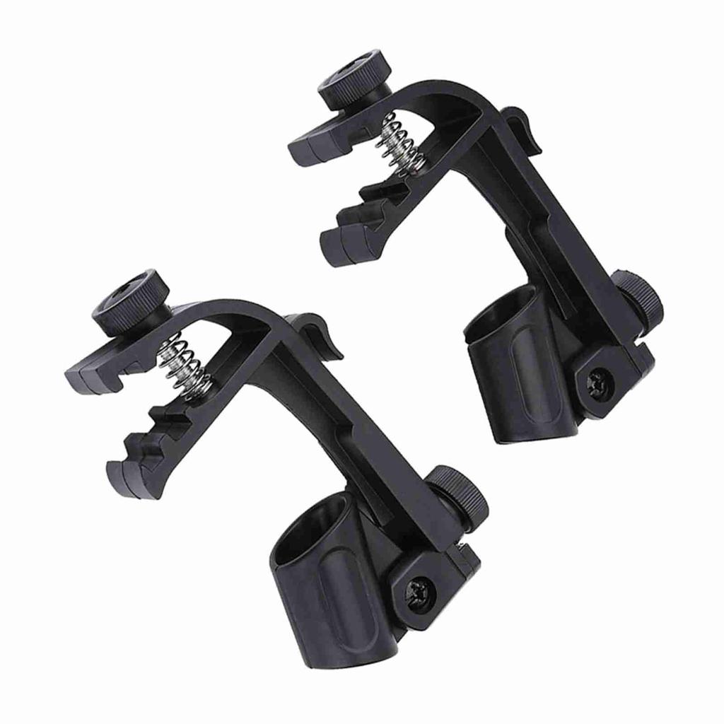 2 Pcs New Portable Adjustable Clips On Drum Mount Rim Microphone Shockproof Clamp Holder(Black)