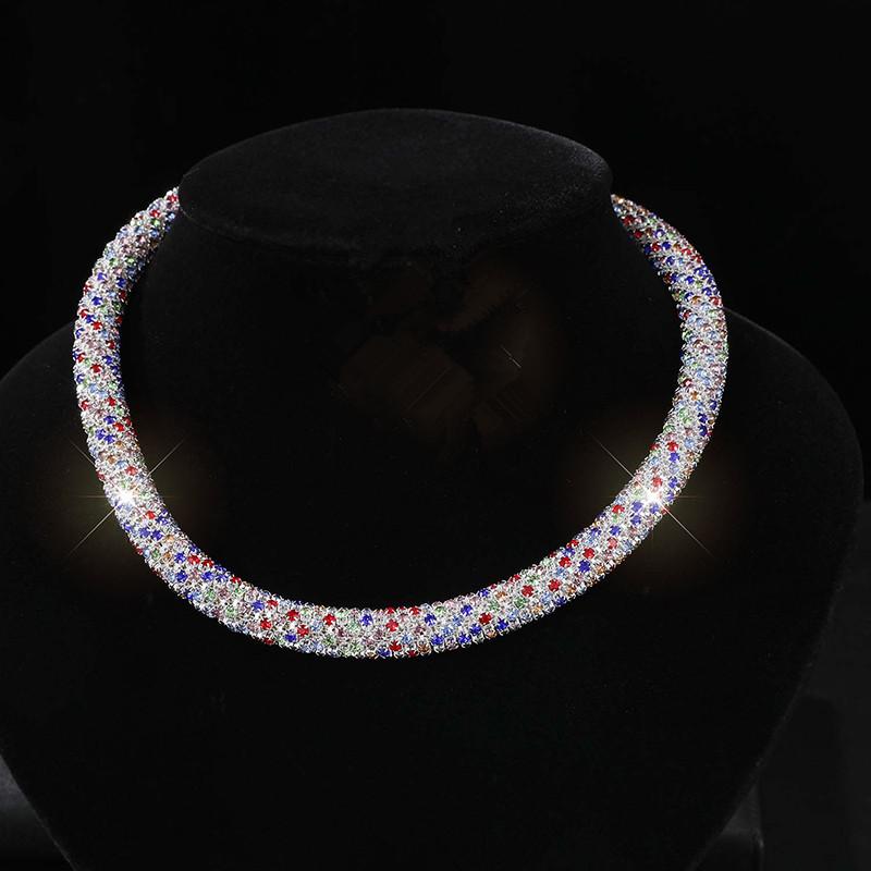 

Rhinestone Necklace Wedding Gold Silver Collar Claw Chain Bride Full Diamond Necklace Neck Jewelry Women