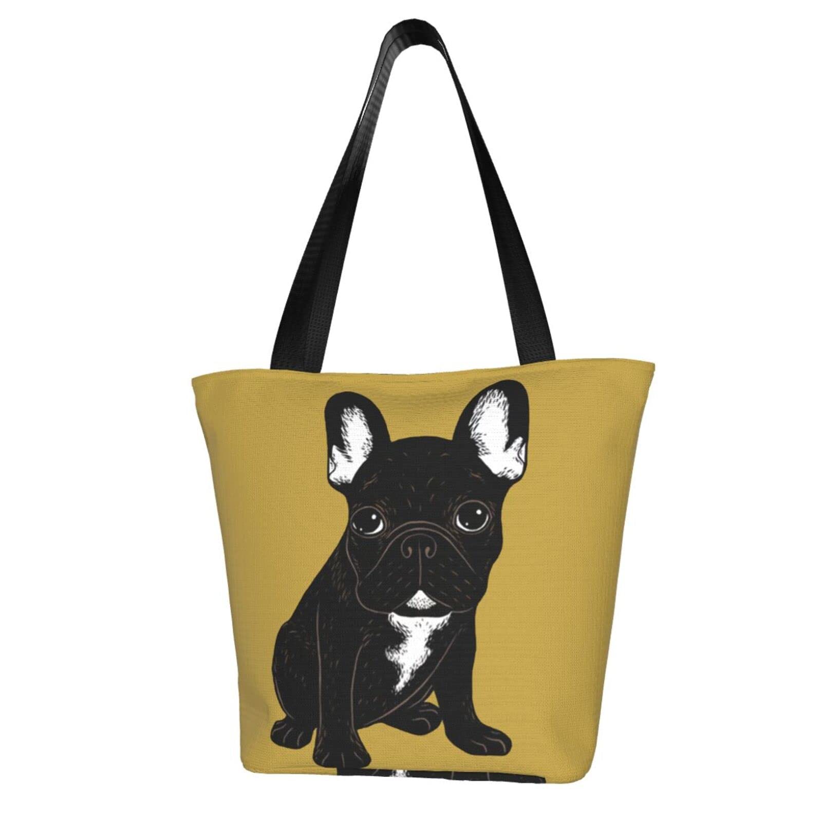

Brindle French Bulldog Body Diaper Shopping Large Capacity Tote Bear School Makeup Eco Convenience Store Shopping Durable Convenience 28cm Wide x 33cm чорний